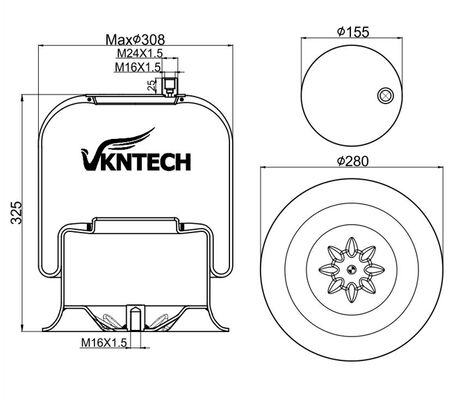 MERCEDES BENZ A 974.320.04.17 A 946.320.04.17용 트럭 에어 스프링 Contitech 4757NP09 Dunlop D13T02 Goodyear 9520 CF Gomma 1VSC30026 206786 VKNTECH 1K4757-3으로 교체됨