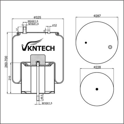 V.I 5.010.239.971 5.010.557.356용 트럭 공기 스프링 Contitech 4911NP03 Goodyear 1R13-714 VKNTECH 1K4911로 교체됨